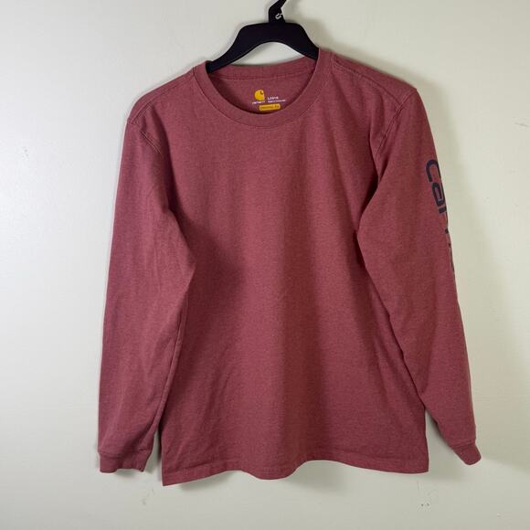 Carhartt T-Shirt Woman’s Large original Fit  Dark Pink Long Sleeve - Picture 1 of 6